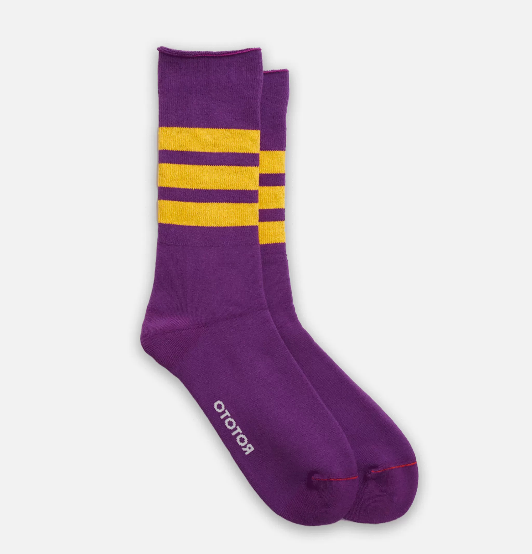 ROTOTO Autres | Chaussettes | Chaussettes Fine Pile Striped Crew Violet