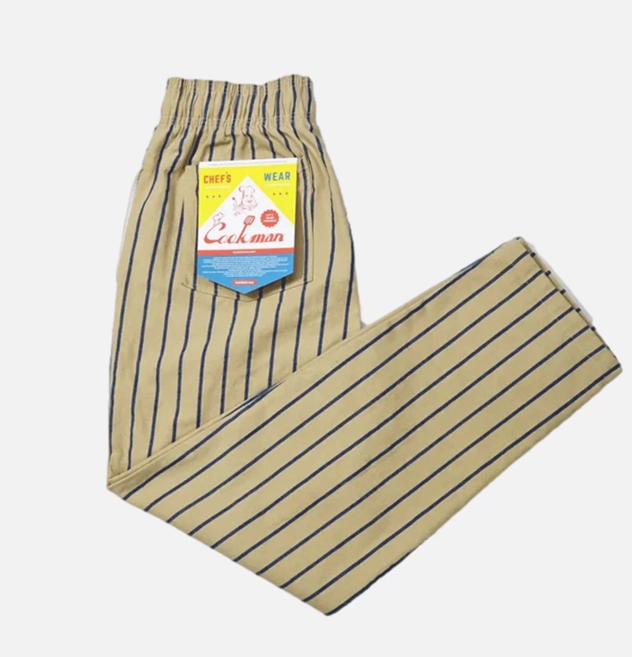 COOKMAN Work Pants | Chef Pant Stripe Beige Blue